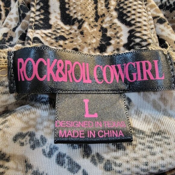 Rock & Roll Cowgirl Top Embellished Neck Sz L  Rhinestones Animal Print - Picture 10 of 10
